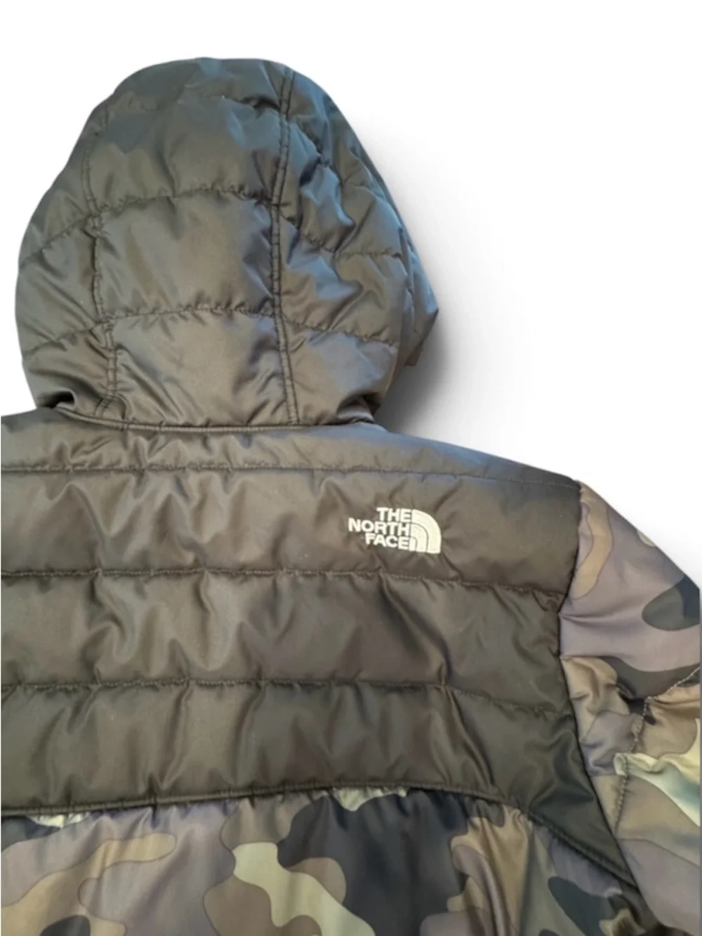 The North Face Reversible Kids Camo Puffer winter jacket / - Black, Gray, Green